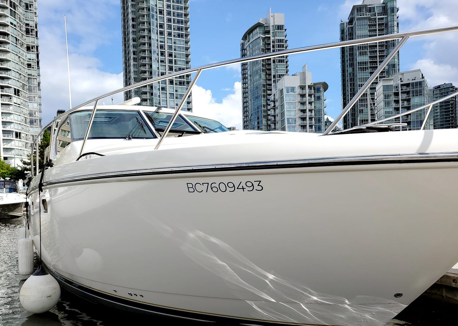 AONA boat installed registration number decal decal on the deck