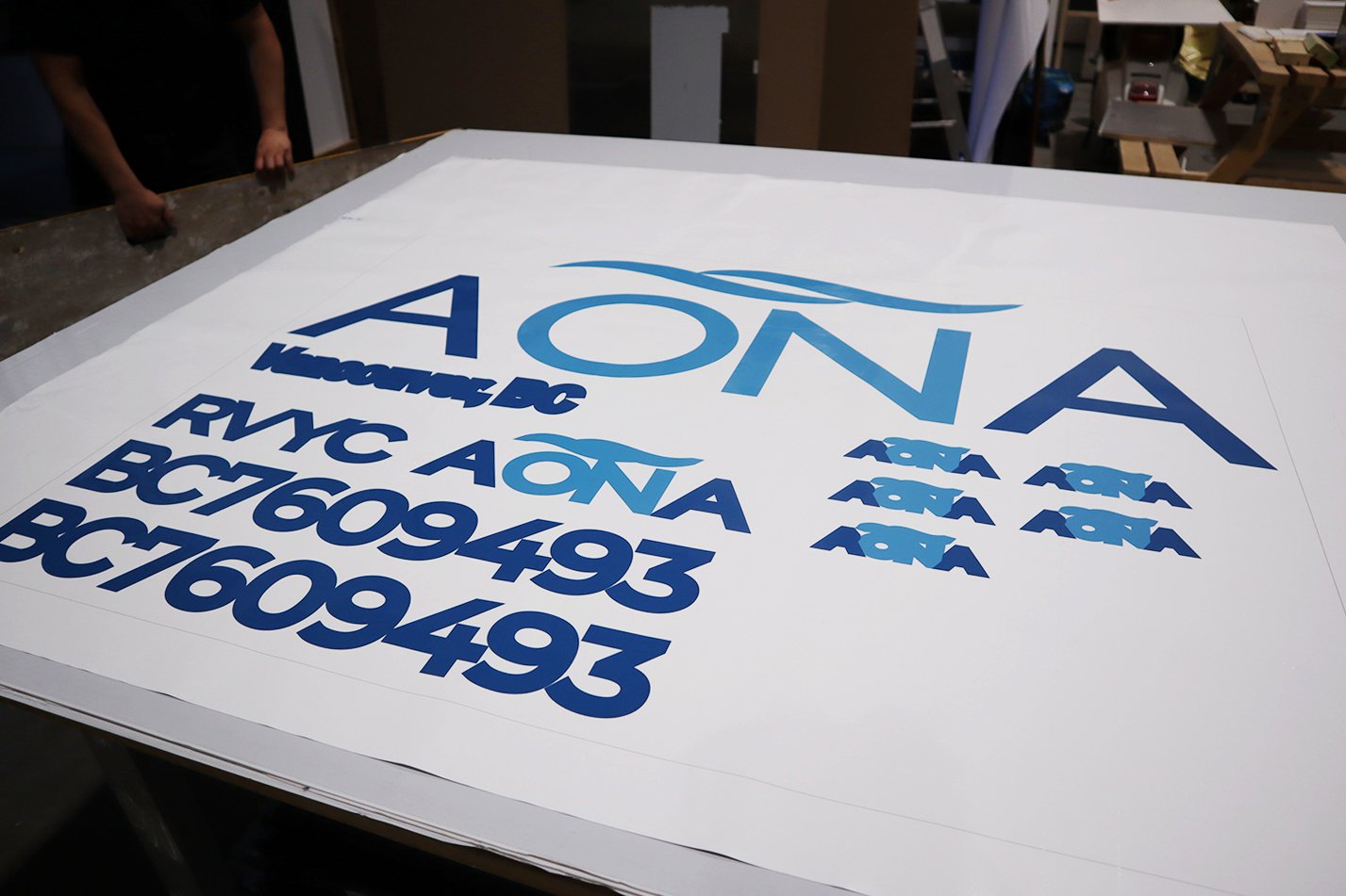 AONA logo printed on the vinyl