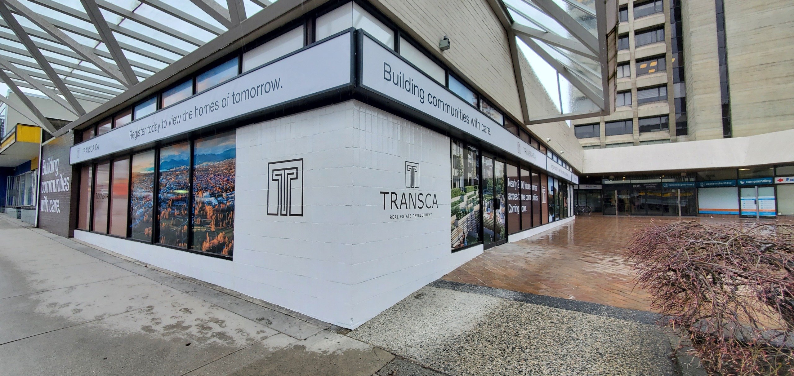 The outside of a real estate presentation centre