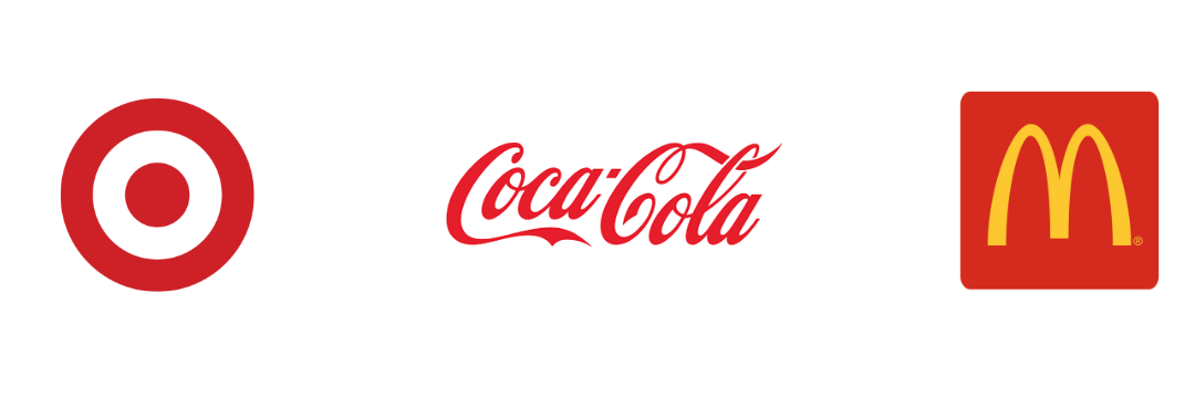 Examples of red logos including Target, Coca-Cola, and McDonald's showcasing energy and recognition.