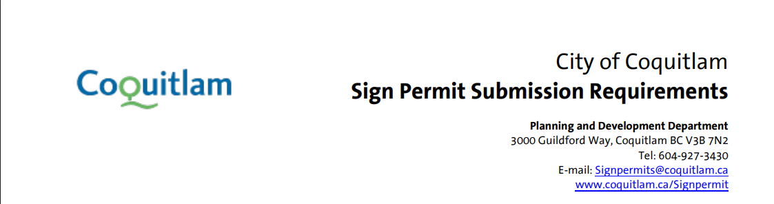 City of Coquitlam sign permit submission requirements